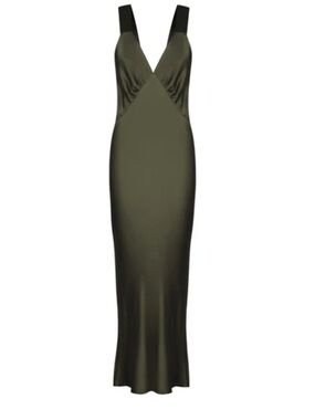 Shona Joy Olive Green V-Neck Midi Dress